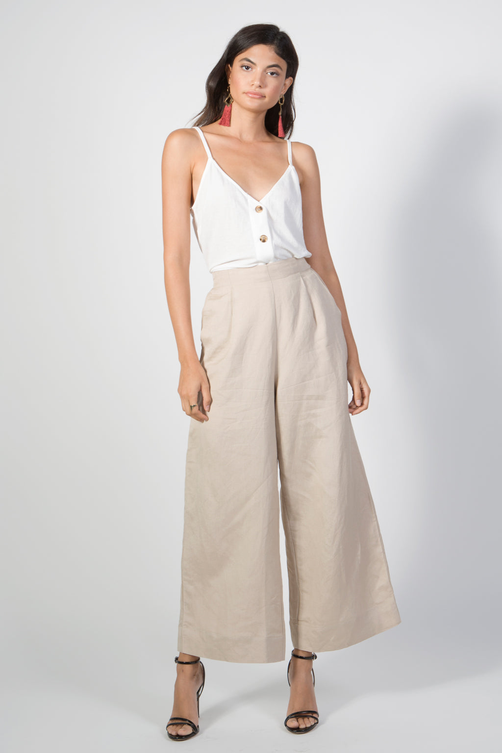 Wide Leg Pleated Linen Pants - Rare Lilie